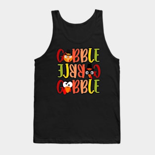 Cute Gobble Gobble Turkey Pilgrim Little Boys Thanksgiving Tank Top